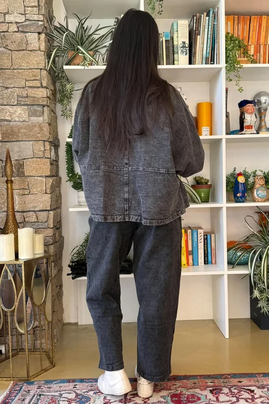 Duran Boxy Denim Jacket Black 
